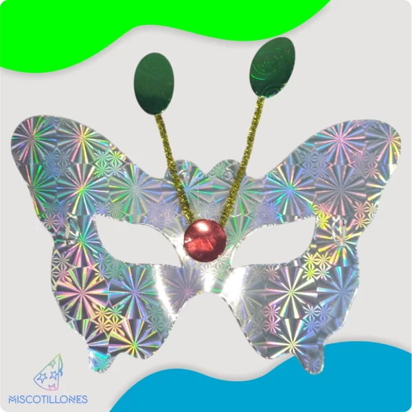 Antifaz Metalizado Mariposa - Imagen 2