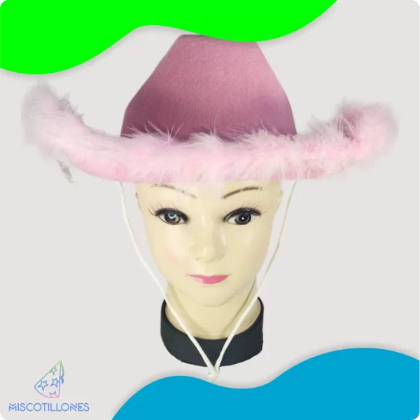 Sombrero Vaquero Felpudo Rosado - Imagen 6