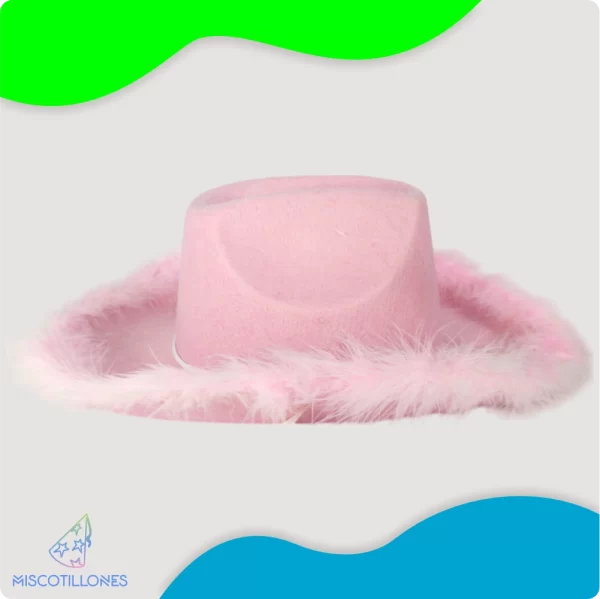 Sombrero Vaquero Felpudo Rosado - Imagen 5